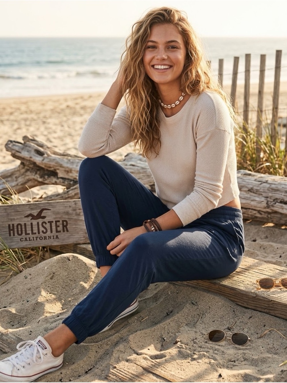 Hollister Elastic Waist Viscose Jogger Pants- Navy